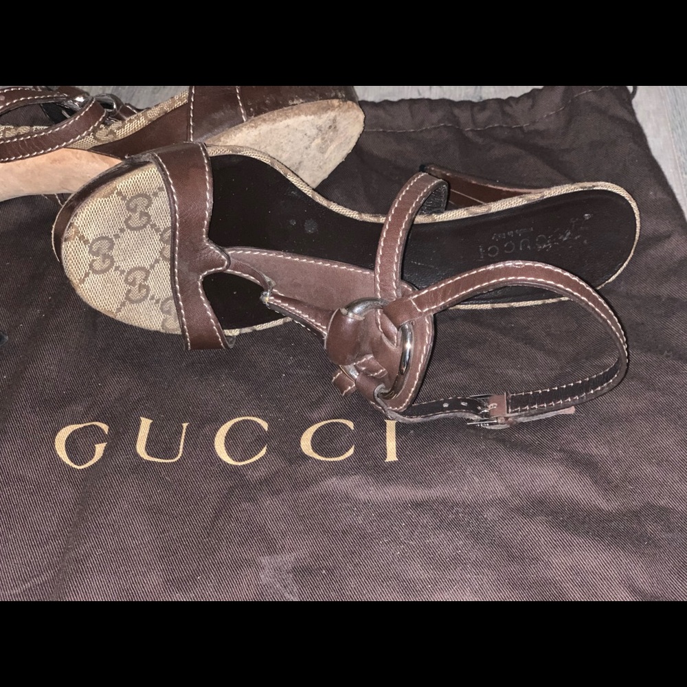 Gucci Brown Monogram Heels - Picture 13 of 15